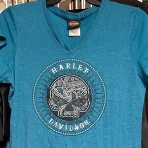 Harley-Davidson Blue Graphic V-Neck Tee